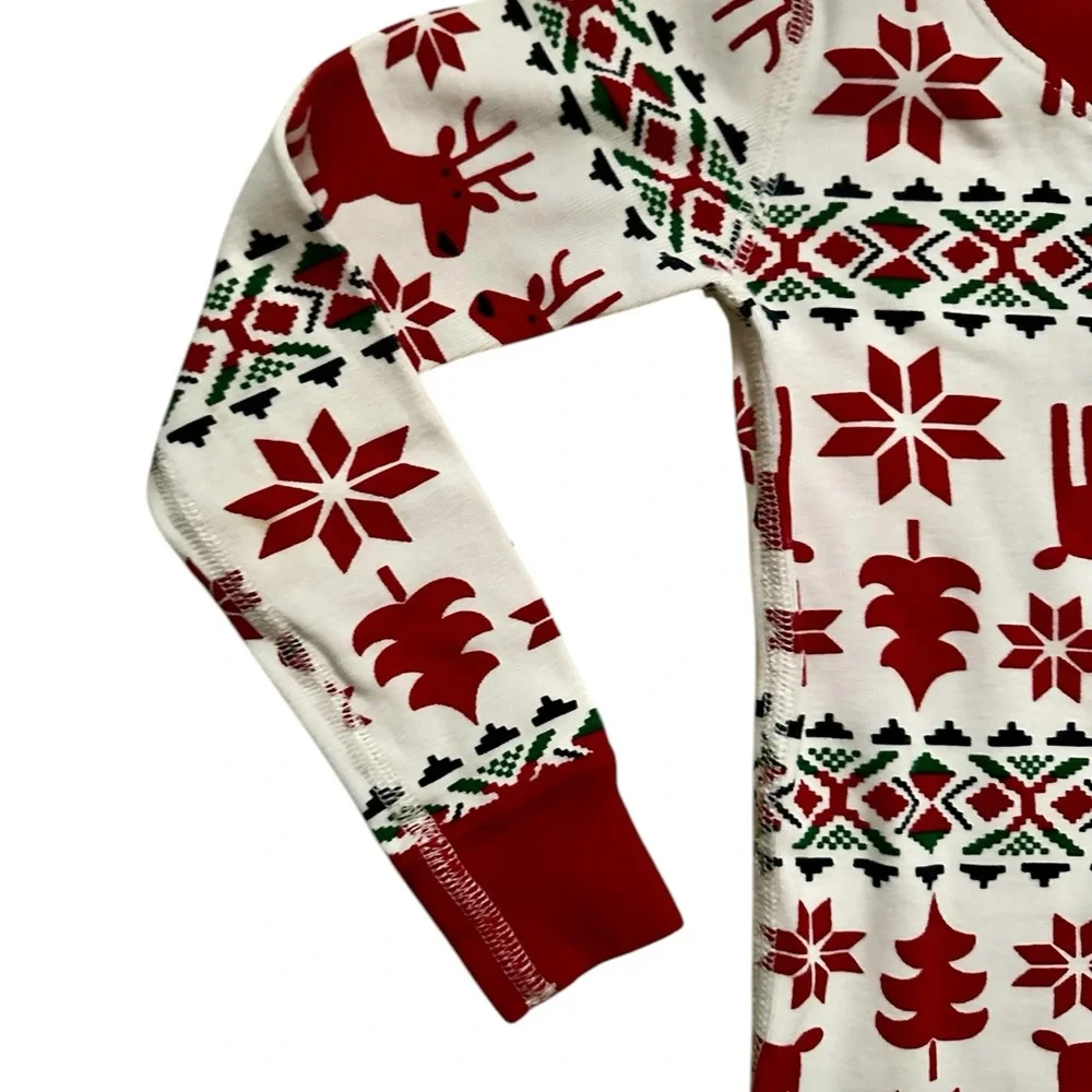 Hanna Andersson Red and White Reindeer Fair Isle Kids Pajamas